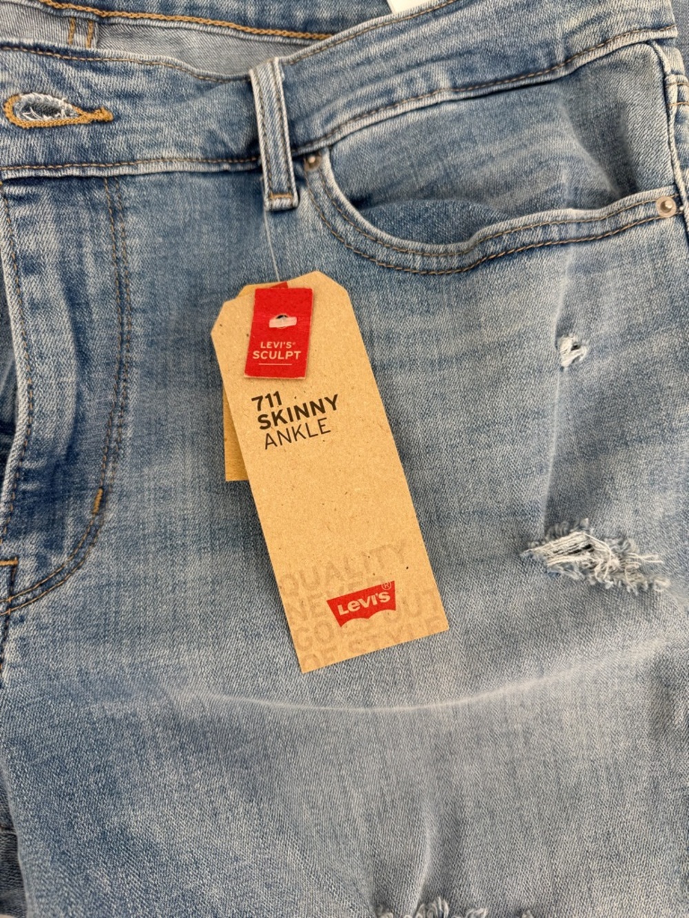 Levi’s 711 Skinny Ankle Jeans Women 16 W33 Distressed Stretch New - Picture 6 of 16